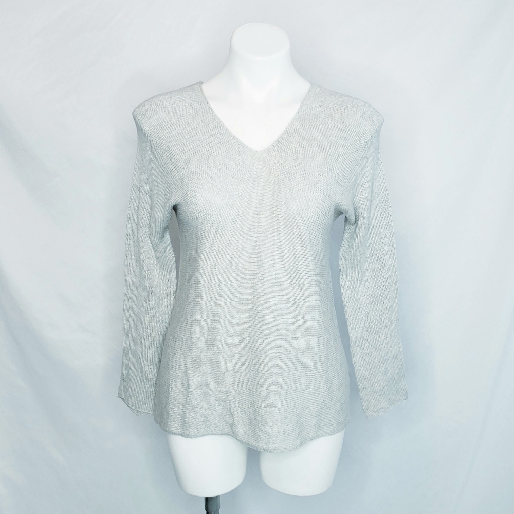 Vince V-neck Knit Sweater Cotton Grey Casual XS